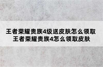 王者荣耀贵族4级送皮肤怎么领取 王者荣耀贵族4怎么领取皮肤